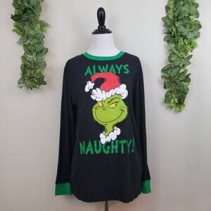 Dr. Seuss The Grinch Naughty Christmas Holiday Top Size Small Black Red Green